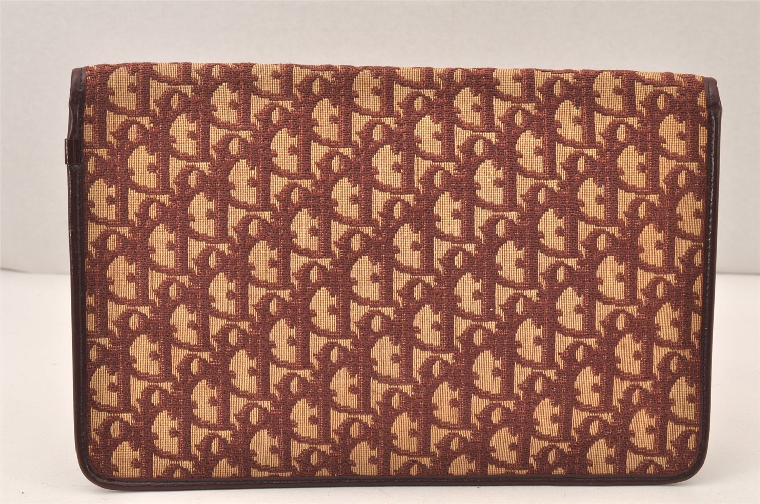 Authentic Christian Dior Trotter Clutch Hand Bag Purse Canvas Leather Red 5914K