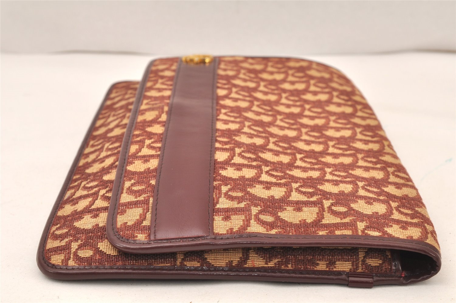 Authentic Christian Dior Trotter Clutch Hand Bag Purse Canvas Leather Red 5914K
