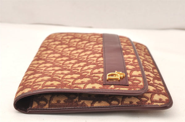 Authentic Christian Dior Trotter Clutch Hand Bag Purse Canvas Leather Red 5914K