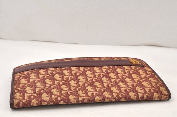 Authentic Christian Dior Trotter Clutch Hand Bag Purse Canvas Leather Red 5914K