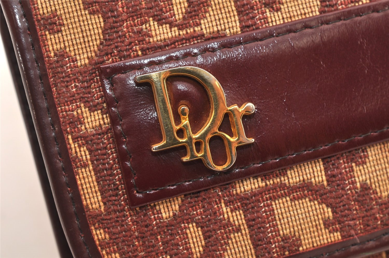 Authentic Christian Dior Trotter Clutch Hand Bag Purse Canvas Leather Red 5914K