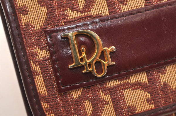 Authentic Christian Dior Trotter Clutch Hand Bag Purse Canvas Leather Red 5914K