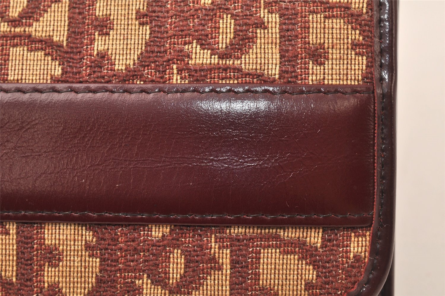 Authentic Christian Dior Trotter Clutch Hand Bag Purse Canvas Leather Red 5914K
