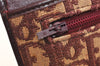 Authentic Christian Dior Trotter Clutch Hand Bag Purse Canvas Leather Red 5914K