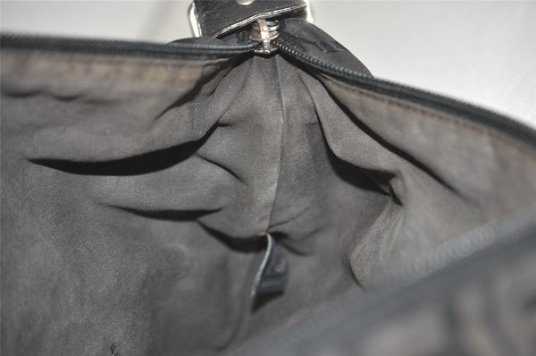 Authentic FENDI Zucca Shoulder Cross Body Bag Purse Canvas Leather Black 5916I