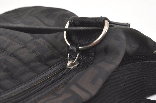 Authentic FENDI Zucca Shoulder Cross Body Bag Purse Canvas Leather Black 5916I