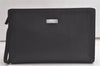 Authentic BURBERRY Vintage Leather Clutch Hand Bag Purse Black 5916K