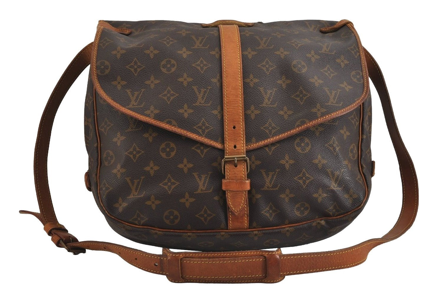 Authentic Louis Vuitton Monogram Saumur 35 Shoulder Cross Bag M42254 LV 5917J