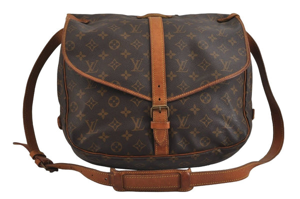 Authentic Louis Vuitton Monogram Saumur 35 Shoulder Cross Bag M42254 LV 5917J