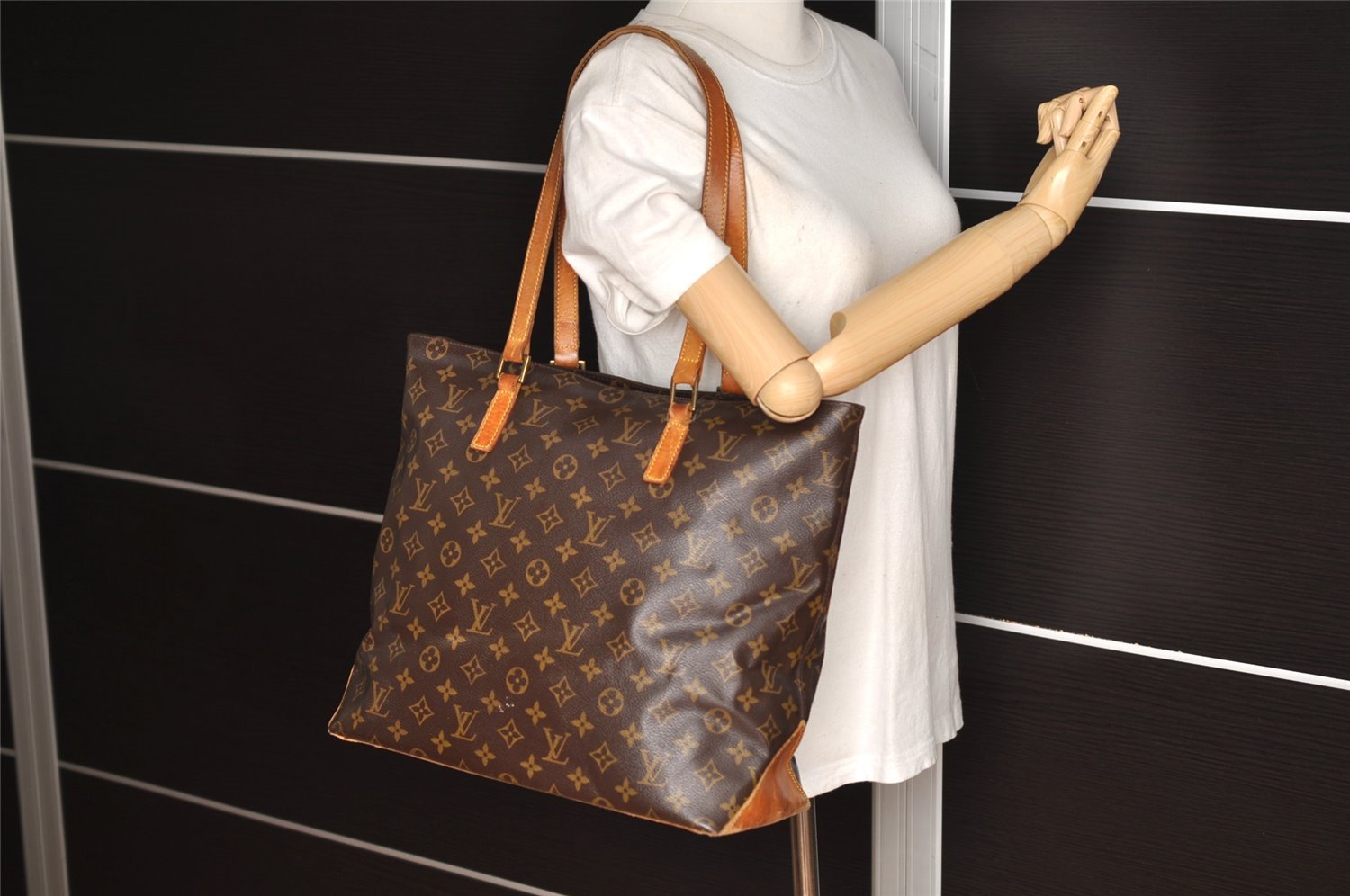 Authentic Louis Vuitton Monogram Cabas Mezzo Shoulder Tote Bag M51151 Junk 5919I
