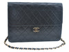 Authentic CHANEL Lamb Skin Matelasse 25 Shoulder Bag Purse Black Junk 5920J