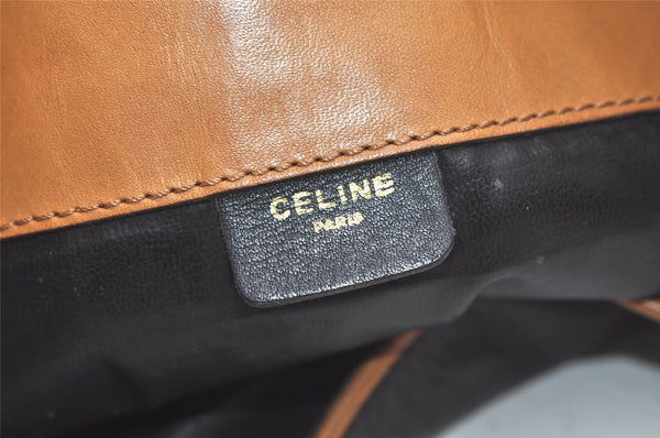 Authentic CELINE Vintage Clutch Hand Bag Purse Leather Black 5920K