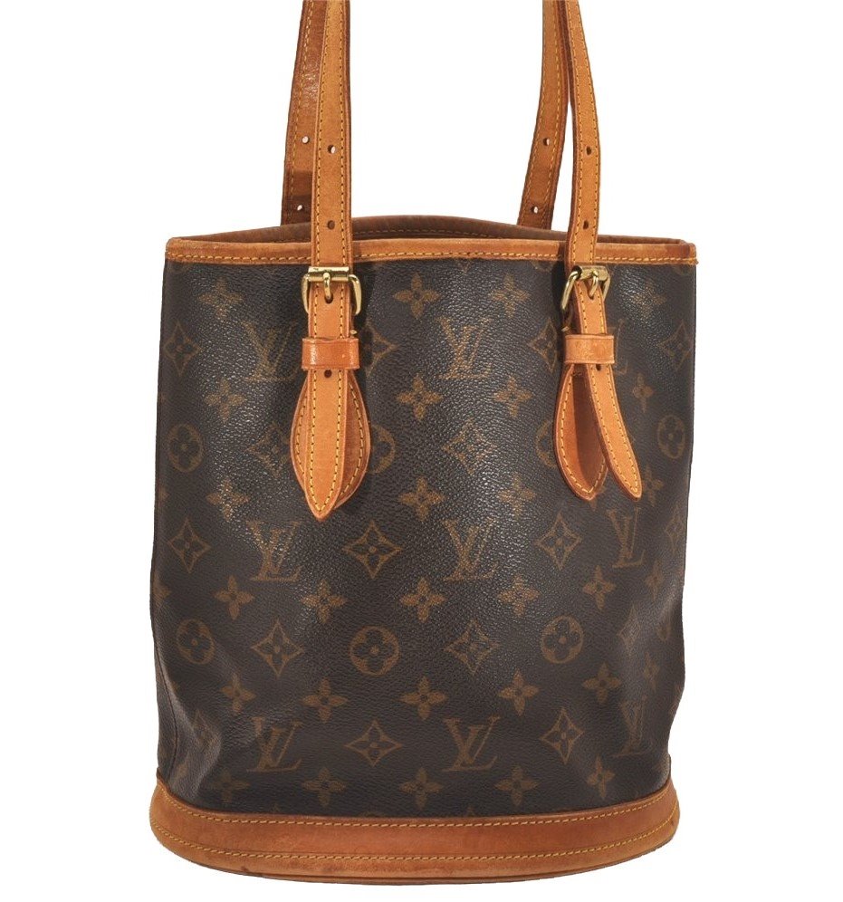 Authentic Louis Vuitton Monogram Bucket PM Shoulder Tote Bag M42238 Junk 5921J