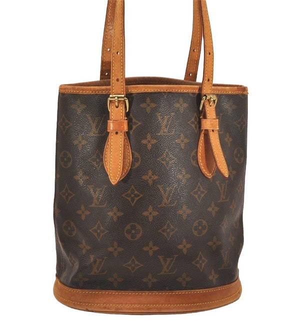 Authentic Louis Vuitton Monogram Bucket PM Shoulder Tote Bag M42238 Junk 5921J