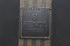 Authentic FENDI Pequin Vanity Hand Bag Purse Nylon PVC Brown Black 5921K