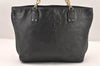 Authentic TORY BURCH Vintage Marion Chain Shoulder Tote Bag Leather Black 5922K