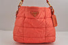 Authentic PRADA Nylon Tessuto Enamel Shoulder Hand Bag Purse Orange 5923J