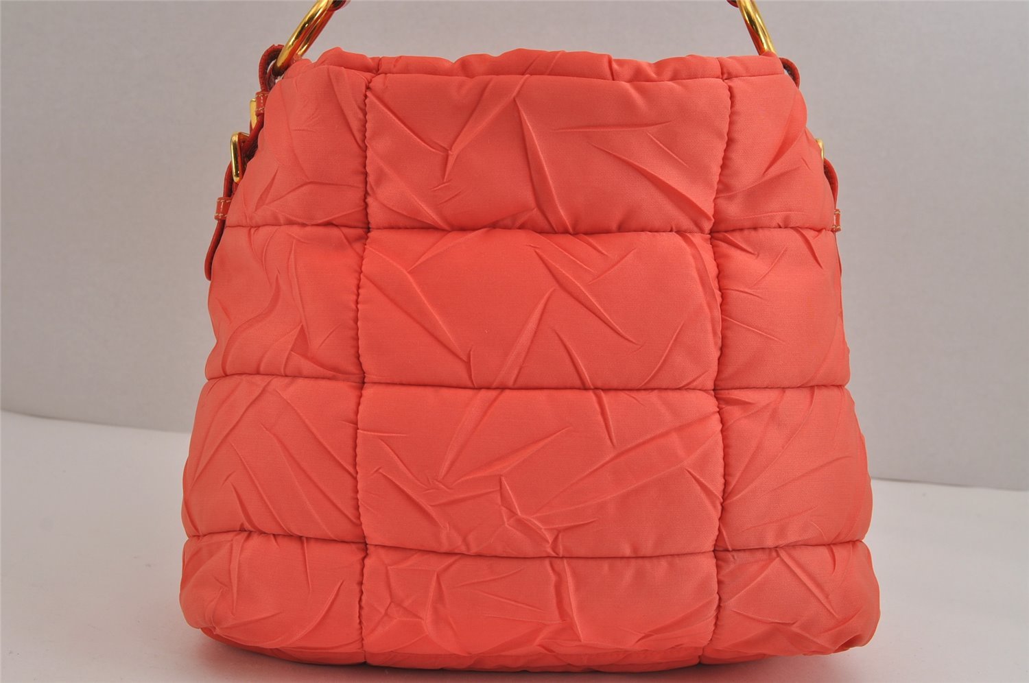 Authentic PRADA Nylon Tessuto Enamel Shoulder Hand Bag Purse Orange 5923J