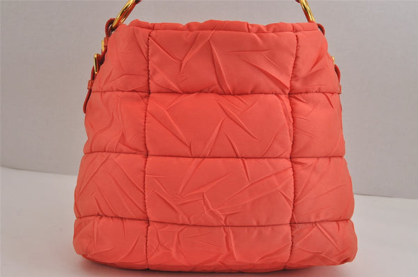 Authentic PRADA Nylon Tessuto Enamel Shoulder Hand Bag Purse Orange 5923J