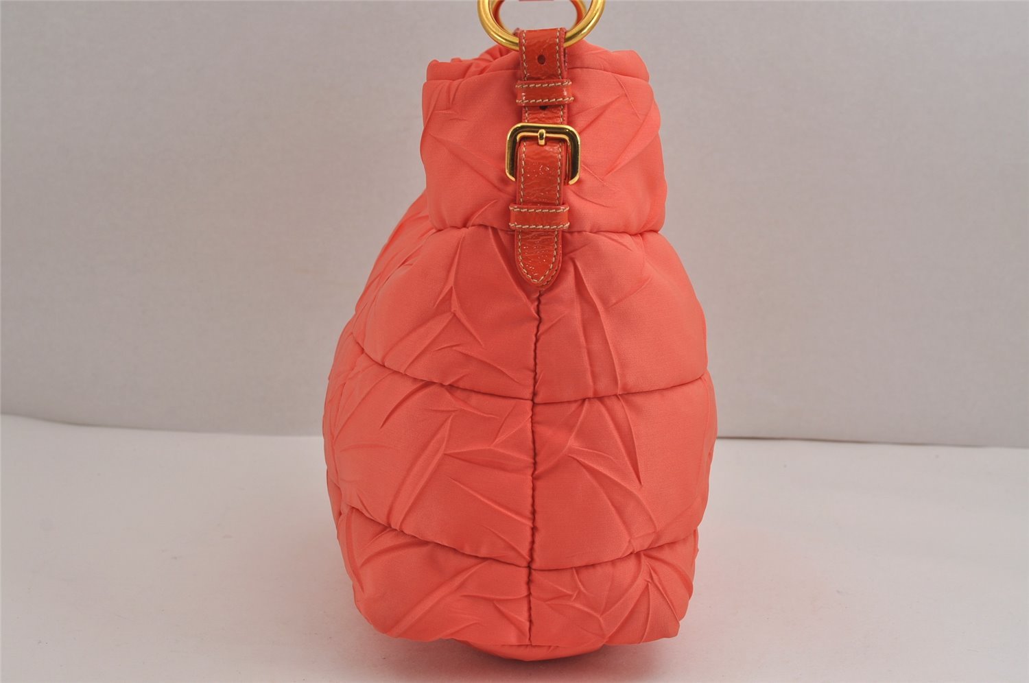 Authentic PRADA Nylon Tessuto Enamel Shoulder Hand Bag Purse Orange 5923J