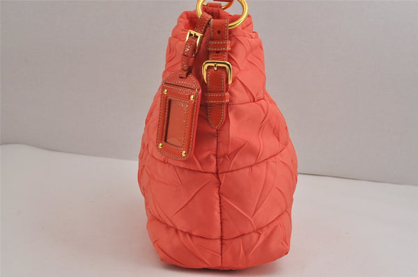 Authentic PRADA Nylon Tessuto Enamel Shoulder Hand Bag Purse Orange 5923J