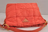 Authentic PRADA Nylon Tessuto Enamel Shoulder Hand Bag Purse Orange 5923J
