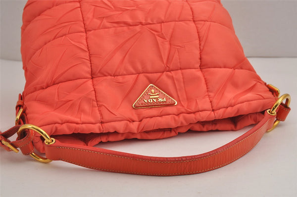 Authentic PRADA Nylon Tessuto Enamel Shoulder Hand Bag Purse Orange 5923J