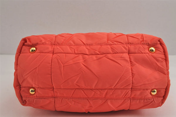 Authentic PRADA Nylon Tessuto Enamel Shoulder Hand Bag Purse Orange 5923J