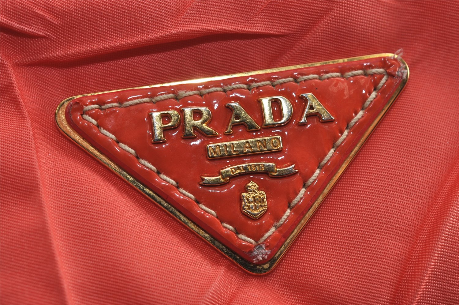 Authentic PRADA Nylon Tessuto Enamel Shoulder Hand Bag Purse Orange 5923J