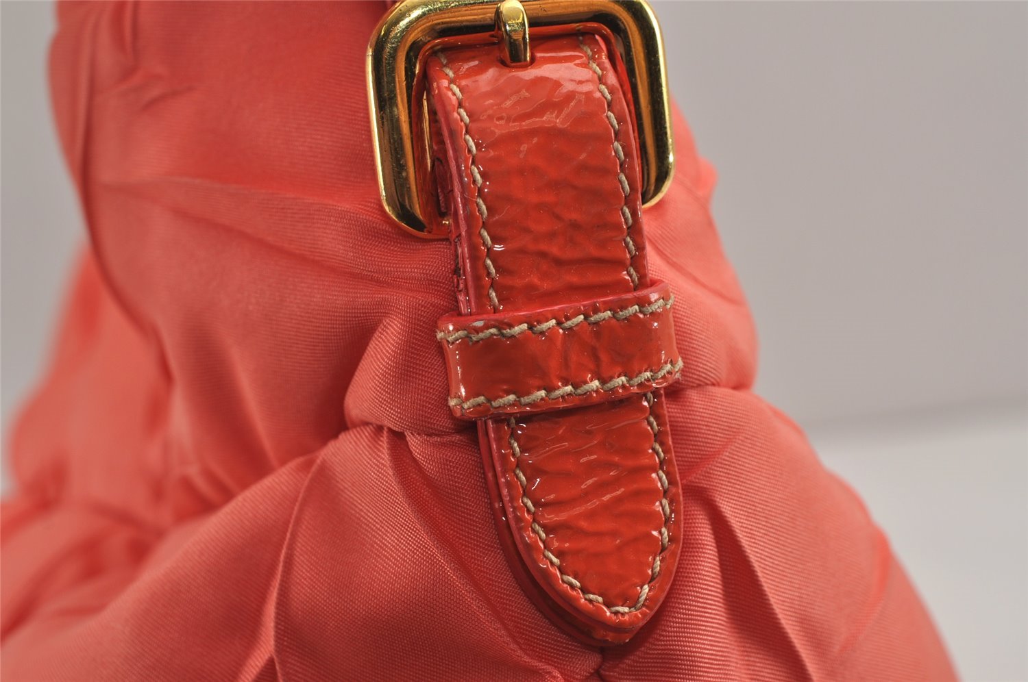 Authentic PRADA Nylon Tessuto Enamel Shoulder Hand Bag Purse Orange 5923J