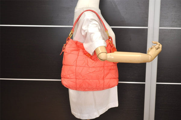 Authentic PRADA Nylon Tessuto Enamel Shoulder Hand Bag Purse Orange 5923J