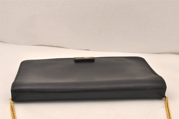 Authentic Christian Dior Chain Shoulder Cross Body Bag Leather Black Box 5923K