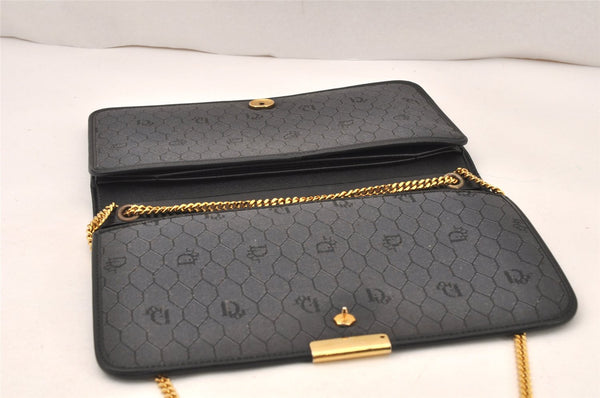 Authentic Christian Dior Chain Shoulder Cross Body Bag Leather Black Box 5923K