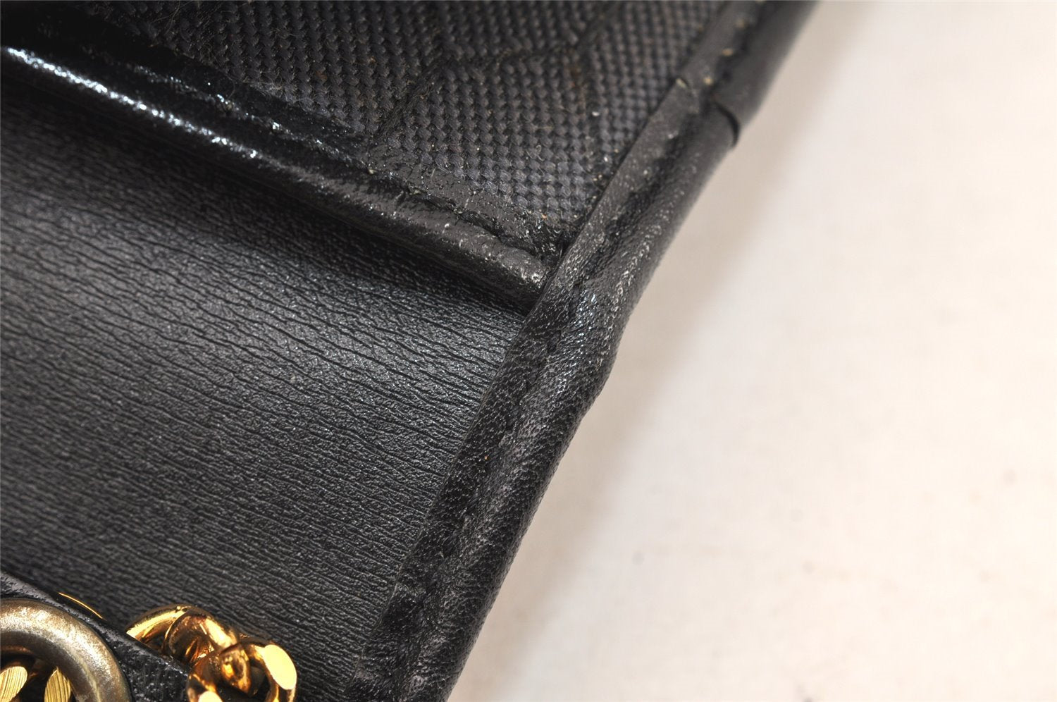 Authentic Christian Dior Chain Shoulder Cross Body Bag Leather Black Box 5923K