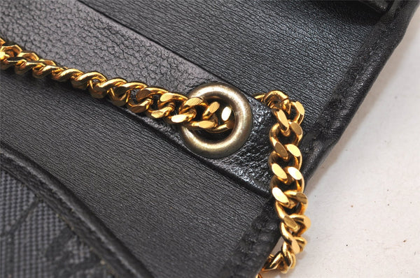 Authentic Christian Dior Chain Shoulder Cross Body Bag Leather Black Box 5923K