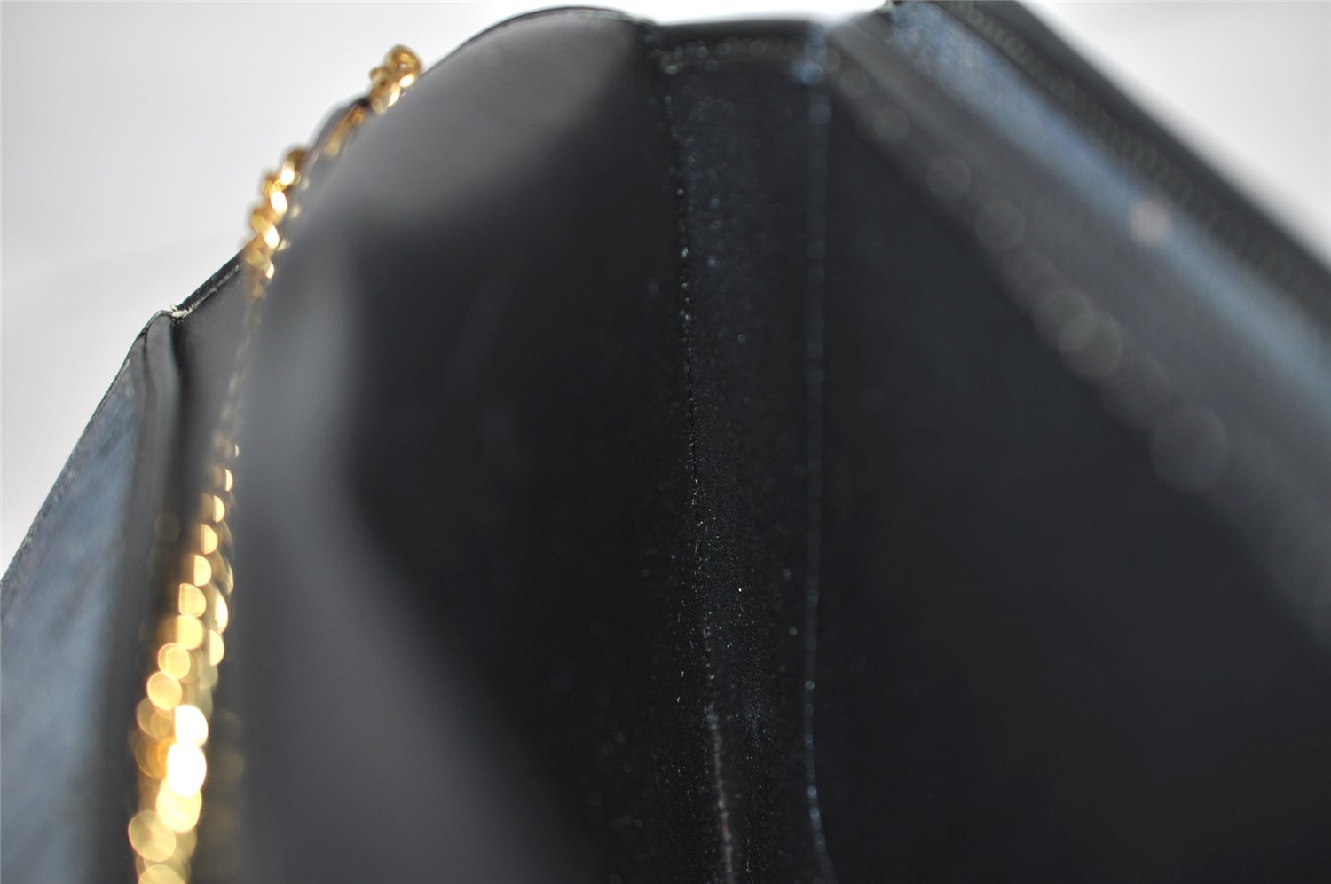 Authentic Christian Dior Chain Shoulder Cross Body Bag Leather Black Box 5923K