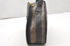 Authentic FENDI Pequin Vintage Hand Bag Purse PVC Leather Brown Black 5927K