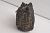 Authentic FENDI Vintage Zucca Pouch Purse Nylon Leather Brown 5928K