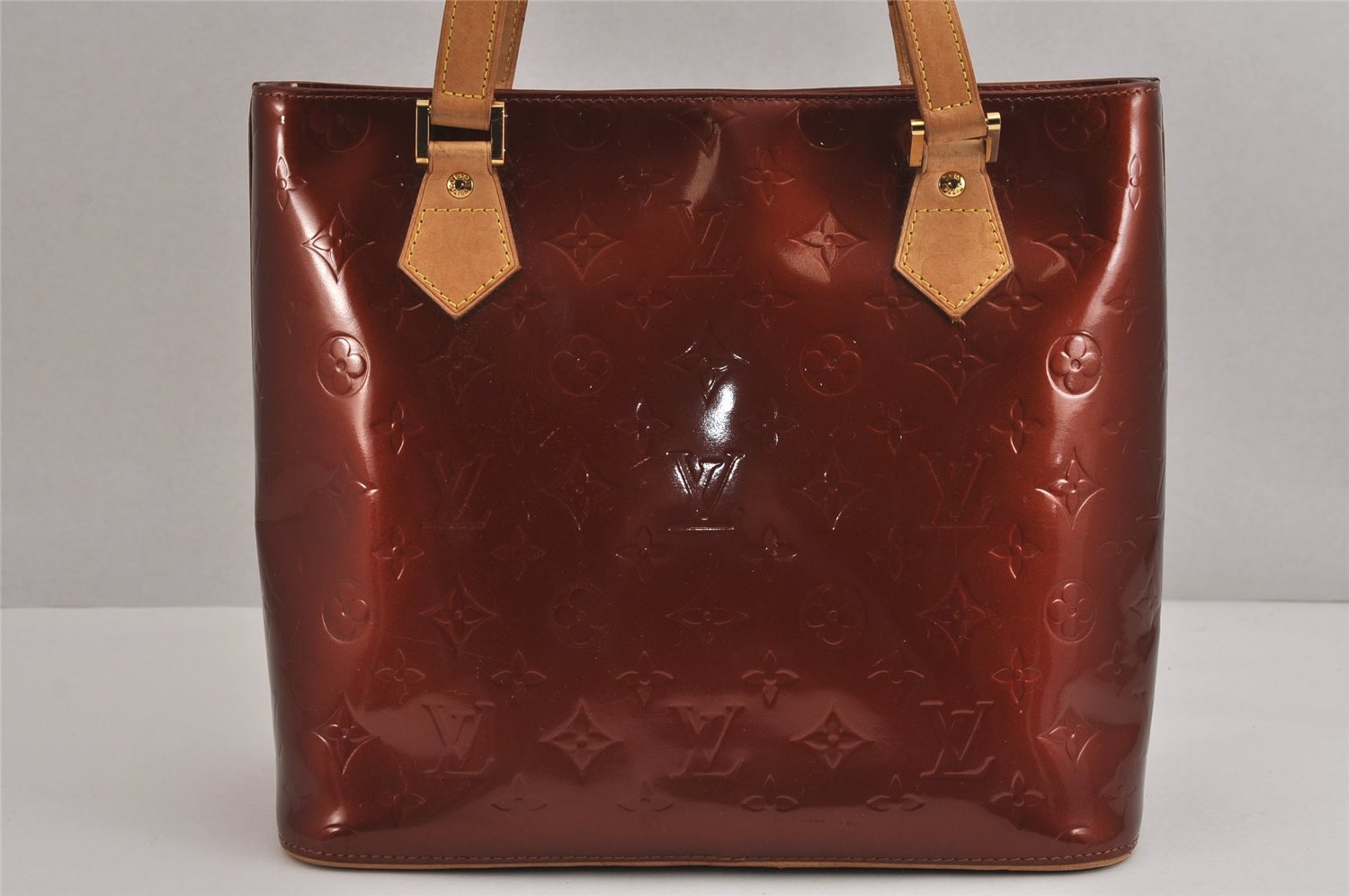 Authentic Louis Vuitton Vernis Houston Shoulder Hand Bag Brown M91122 LV 5929J