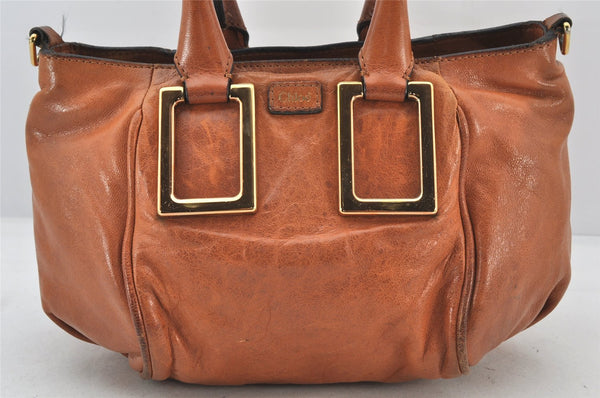 Authentic Chloe Ethel 2Way Shoulder Cross Body Hand Bag Leather Brown 5929K