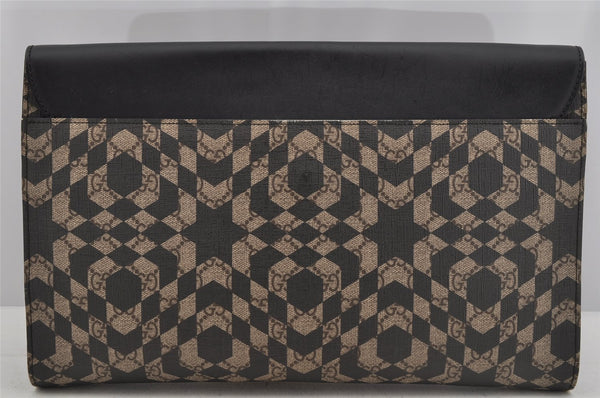 Authentic GUCCI GG Caleido Clutch Documents Case PVC Leather 406725 Black 5930J