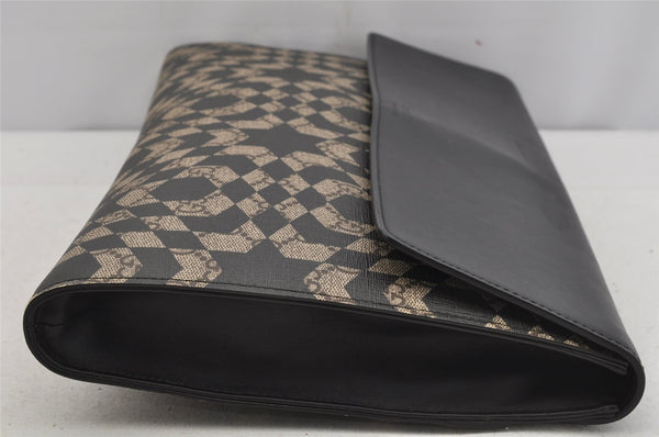 Authentic GUCCI GG Caleido Clutch Documents Case PVC Leather 406725 Black 5930J