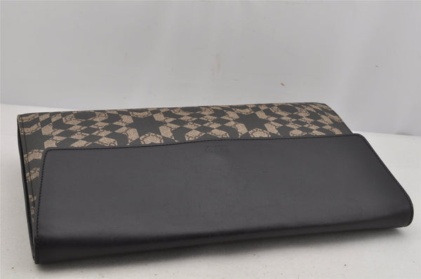 Authentic GUCCI GG Caleido Clutch Documents Case PVC Leather 406725 Black 5930J