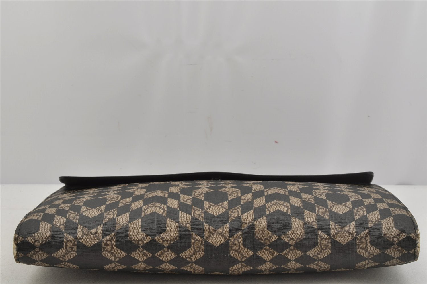 Authentic GUCCI GG Caleido Clutch Documents Case PVC Leather 406725 Black 5930J