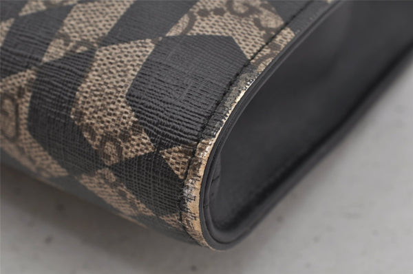 Authentic GUCCI GG Caleido Clutch Documents Case PVC Leather 406725 Black 5930J