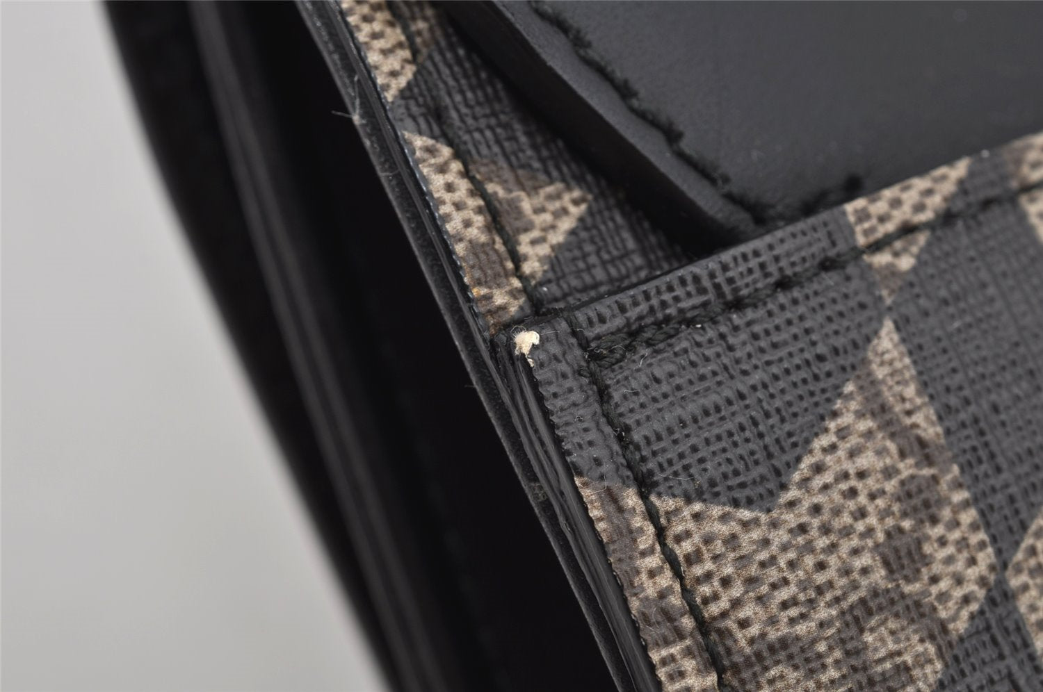 Authentic GUCCI GG Caleido Clutch Documents Case PVC Leather 406725 Black 5930J