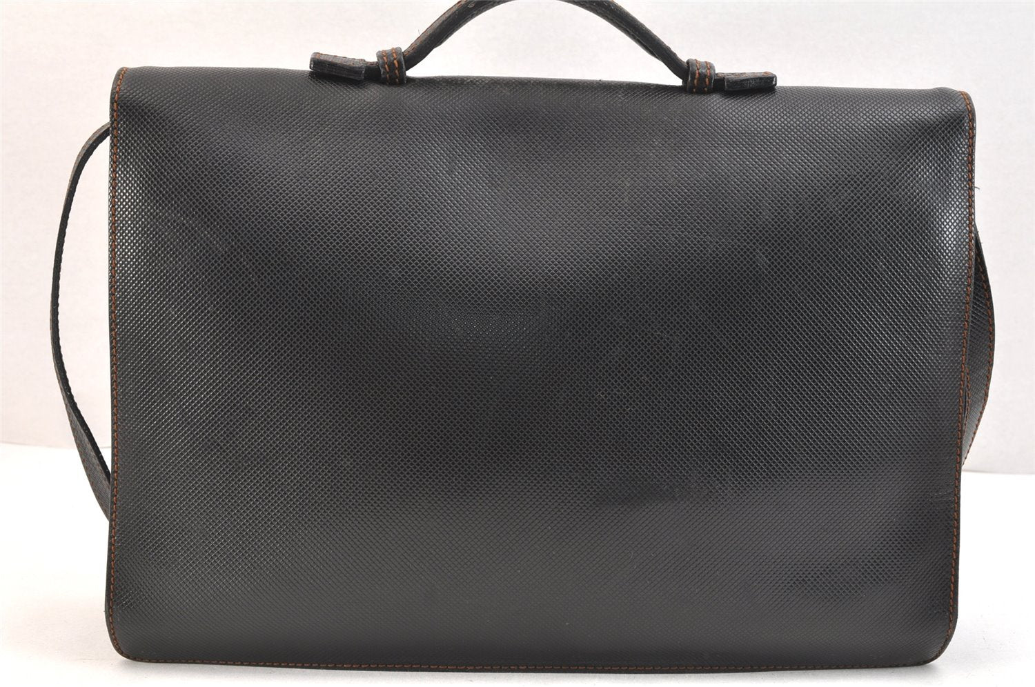 Authentic BOTTEGA VENETA Vintage PVC 2Way Briefcase Business Bag Black 5931K