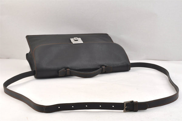 Authentic BOTTEGA VENETA Vintage PVC 2Way Briefcase Business Bag Black 5931K