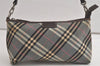 Authentic BURBERRY BLUE LABEL Check Shoulder Hand Bag Canvas Leather Blue 5933K