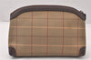 Authentic Burberrys Check Canvas Leather Clutch Hand Bag Purse Khaki Green 5934K